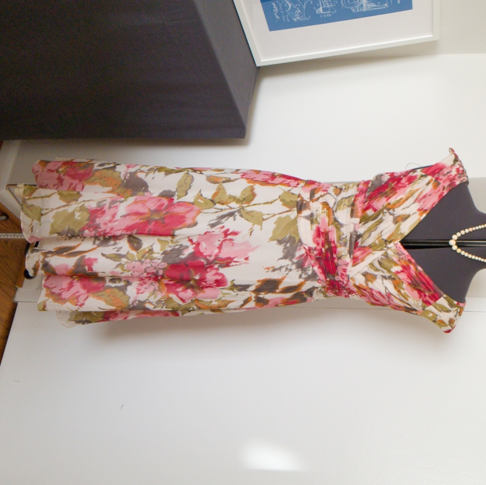 Silk Floral Dress with Cap Sleeves